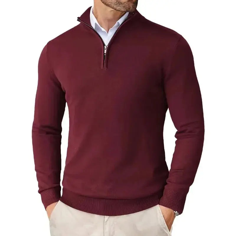 Men’s Soft Knit Half-Zip Sweater in Red