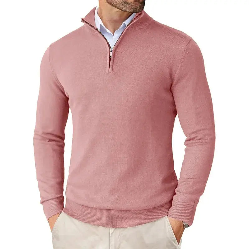 Men’s Soft Knit Half-Zip Sweater in Pink