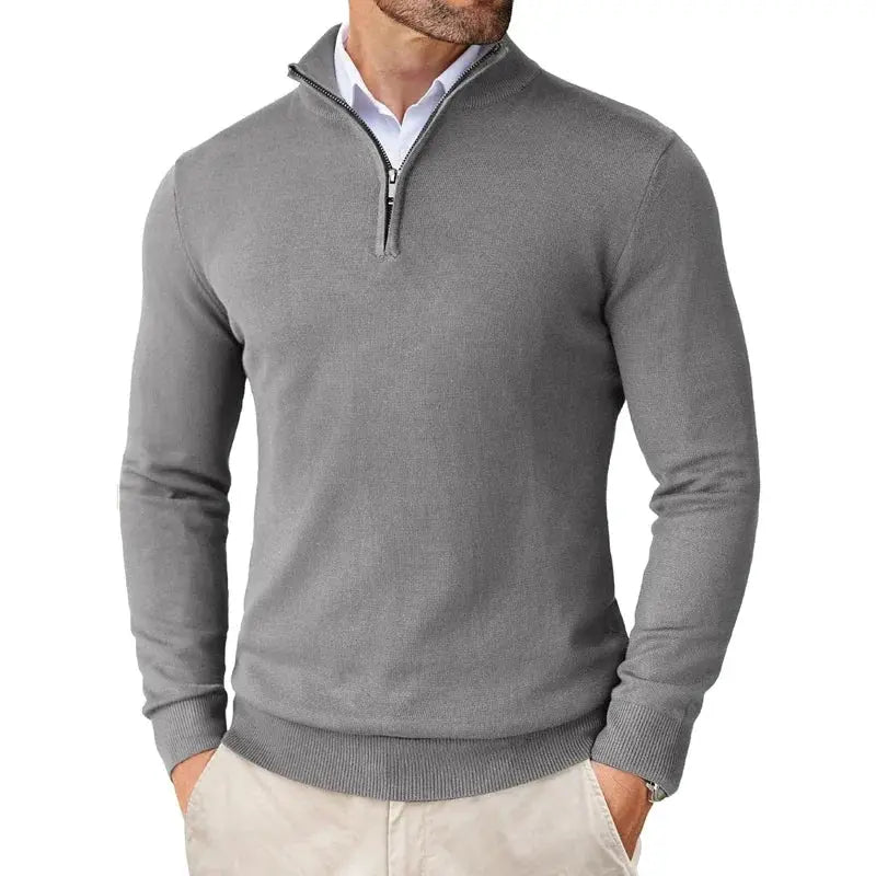 Men’s Soft Knit Half-Zip Sweater in Silver
