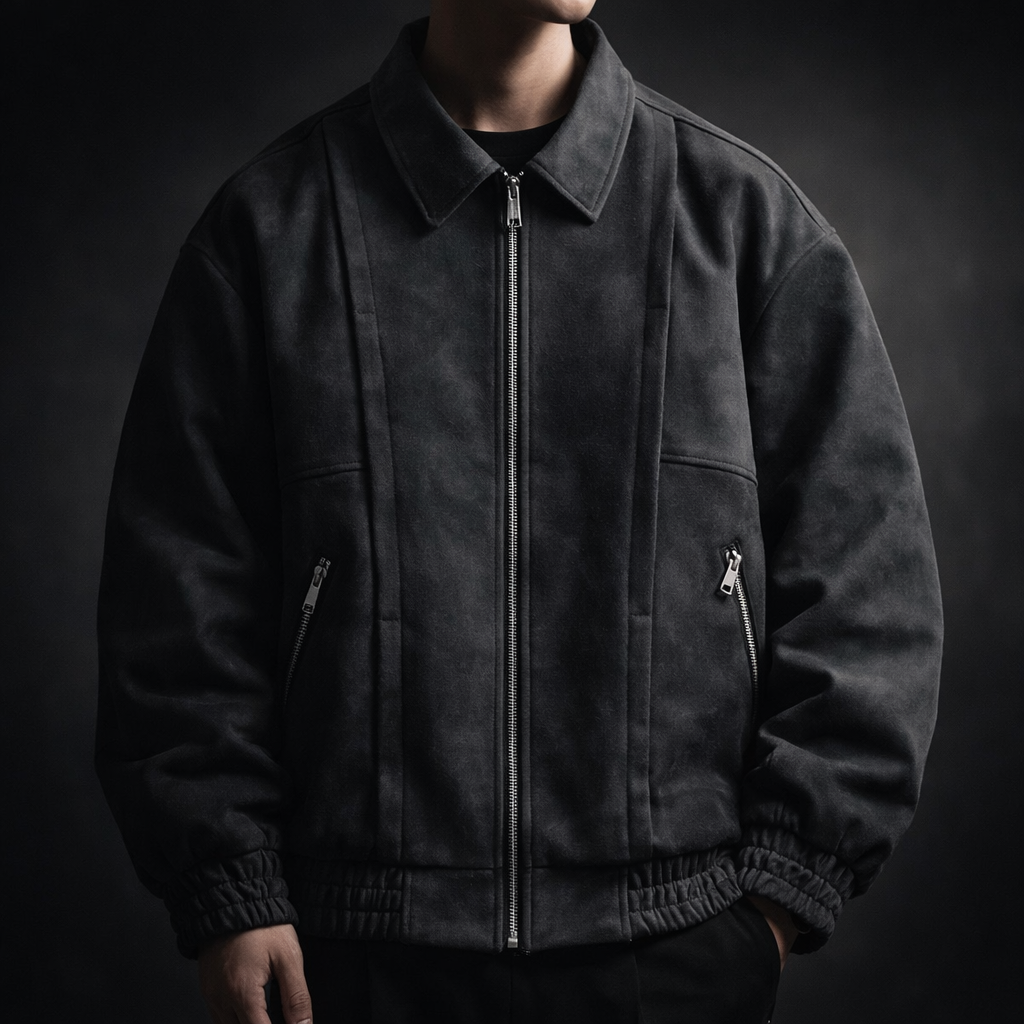 Men’s Oversized Suede-Look Bomber Jacket