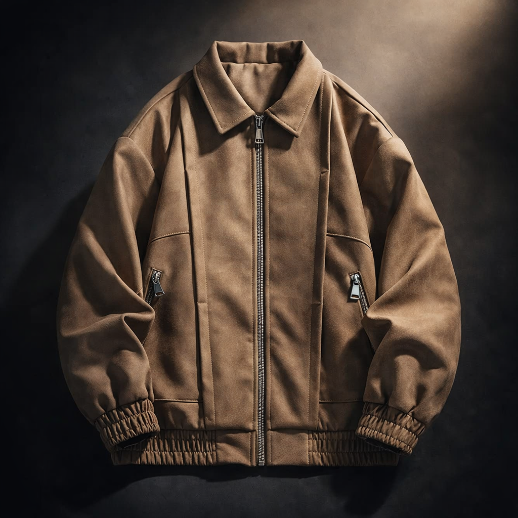 Men’s Oversized Suede-Look Bomber Jacket