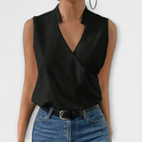 Luna | Women's Sleeveless Wrap V-Neck Top Surplice Blouse