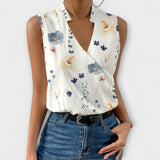 Luna | Women's Sleeveless Wrap V-Neck Top Surplice Blouse