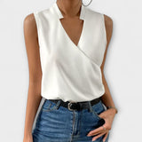 Luna | Women's Sleeveless Wrap V-Neck Top Surplice Blouse