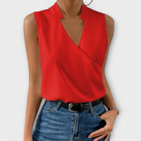 Luna | Women's Sleeveless Wrap V-Neck Top Surplice Blouse