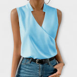 Luna | Women's Sleeveless Wrap V-Neck Top Surplice Blouse