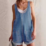 Billie | Women's Denim Overall Short Romper Sleeveless
