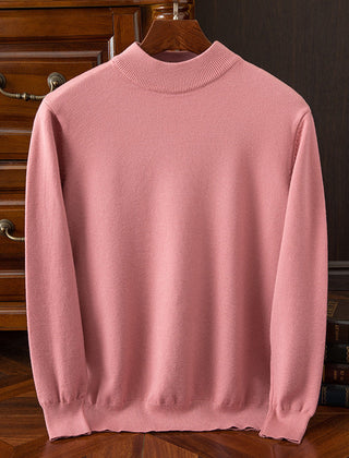 Men’s Drop-Shoulder Mock-Neck Sweater in Pink