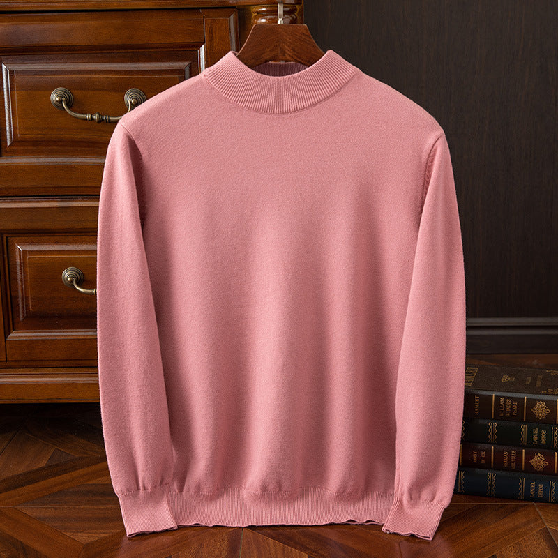 Men’s Drop-Shoulder Mock-Neck Sweater in Pink