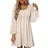 Penny | Women's Smocked Square Neck Puff Sleeve A-Line Mini Dress