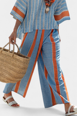 Marina | Women's Striped Top Wide Leg Pants Two-Piece Set