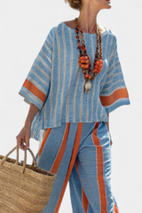 Marina | Women's Striped Top Wide Leg Pants Two-Piece Set