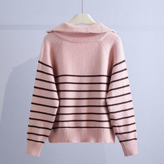 Women’s Cotton Striped Half-Zip Sweater