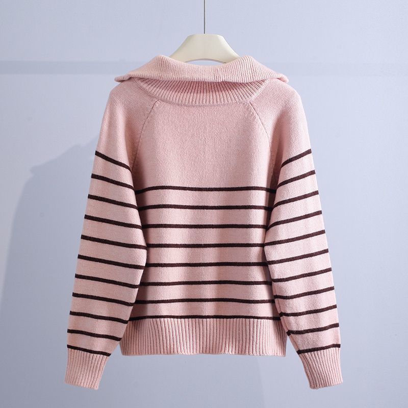 Women’s Cotton Striped Half-Zip Sweater