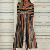 Wren | Women's Printed V-Neck Short Sleeve Jumpsuit Wide Leg