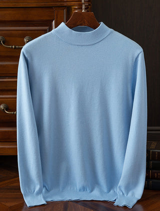 Men’s Drop-Shoulder Mock-Neck Sweater in Blue