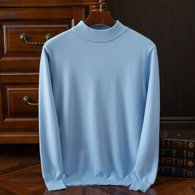Men’s Drop-Shoulder Mock-Neck Sweater in Blue
