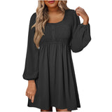 Penny | Women's Smocked Square Neck Puff Sleeve A-Line Mini Dress