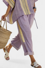 Paloma | Women's  Contrast Trim Top Wide Leg Pants Set