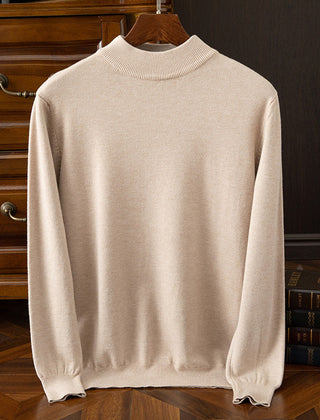 Men’s Drop-Shoulder Mock-Neck Sweater in Cream