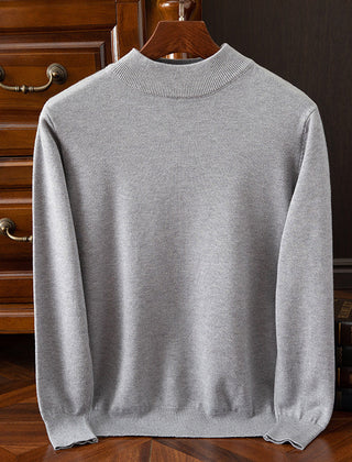 Men’s Drop-Shoulder Mock-Neck Sweater in Gray