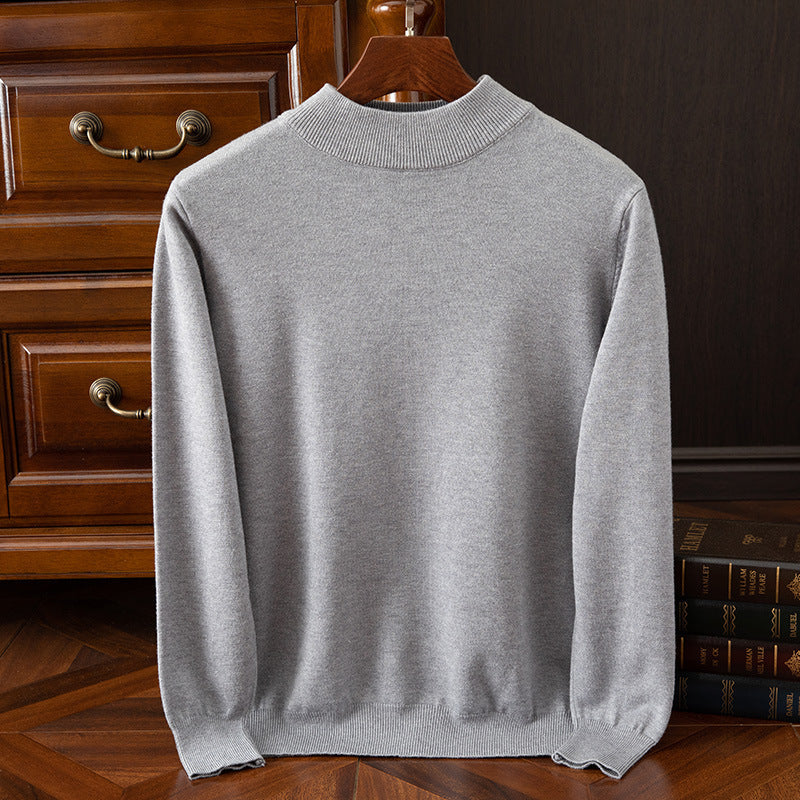 Men’s Drop-Shoulder Mock-Neck Sweater in Gray