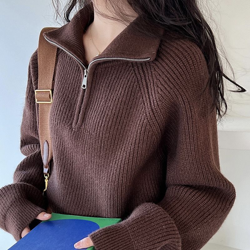 Women’s Oversized Quarter-Zip Knit Sweater