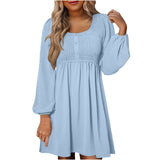 Penny | Women's Smocked Square Neck Puff Sleeve A-Line Mini Dress