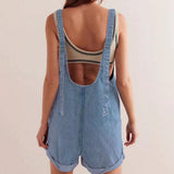 Billie | Women's Denim Overall Short Romper Sleeveless