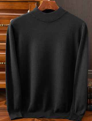 Men’s Drop-Shoulder Mock-Neck Sweater in Black
