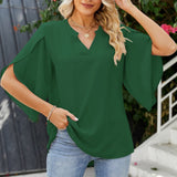 Asra | Women's Split Sleeve Chiffon V-Neck Blouse
