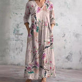 Ivory | Floral Whimsy Boho Maxi Dress