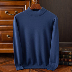 Men’s Drop-Shoulder Mock-Neck Sweater in Navy