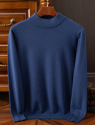 Men’s Drop-Shoulder Mock-Neck Sweater in Navy