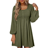 Penny | Women's Smocked Square Neck Puff Sleeve A-Line Mini Dress