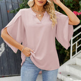 Asra | Women's Split Sleeve Chiffon V-Neck Blouse