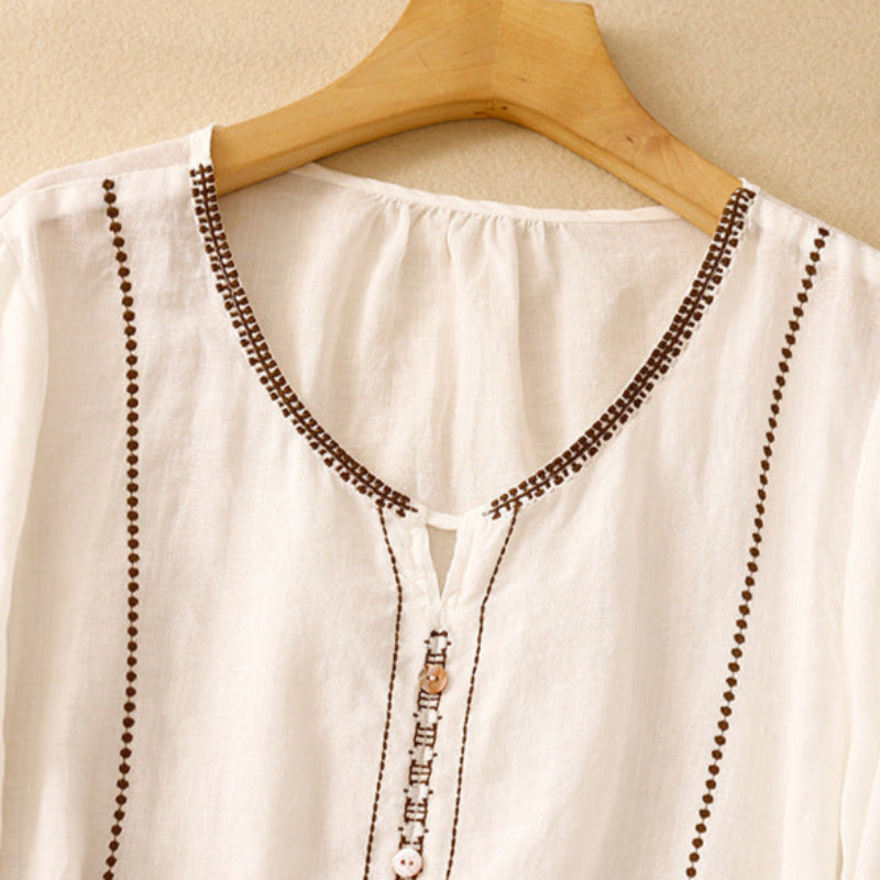 Gia™ | Embroidered Ruffle Sleeve Blouse