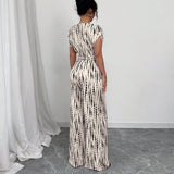 Mona | Women's Off Shoulder Wide Leg Jumpsuit Tie Waist Printed