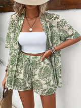 Sunny | Women's 2 Piece Printed Kimono Cardigan and Shorts Set
