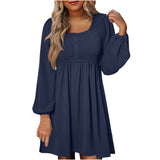 Penny | Women's Smocked Square Neck Puff Sleeve A-Line Mini Dress