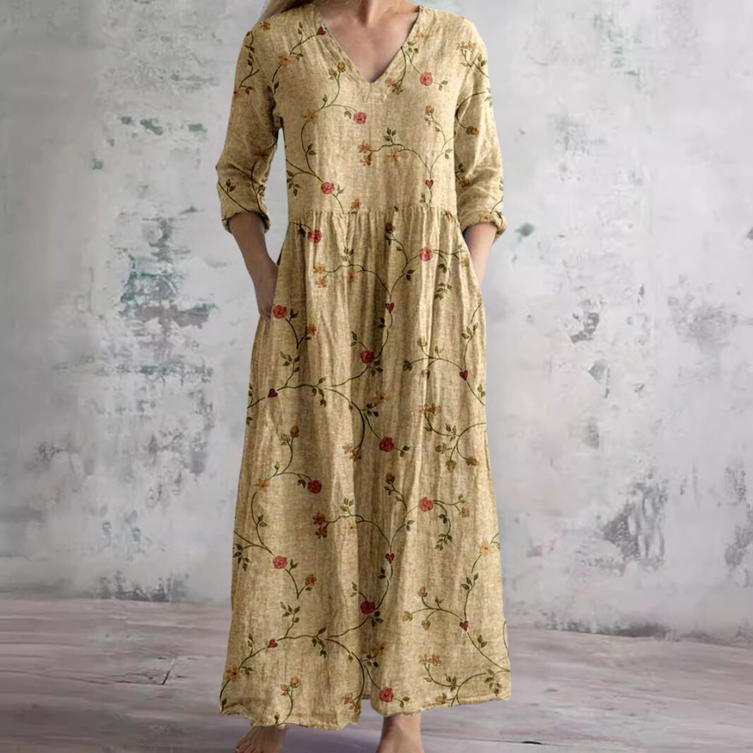 Ivory | Floral Whimsy Boho Maxi Dress