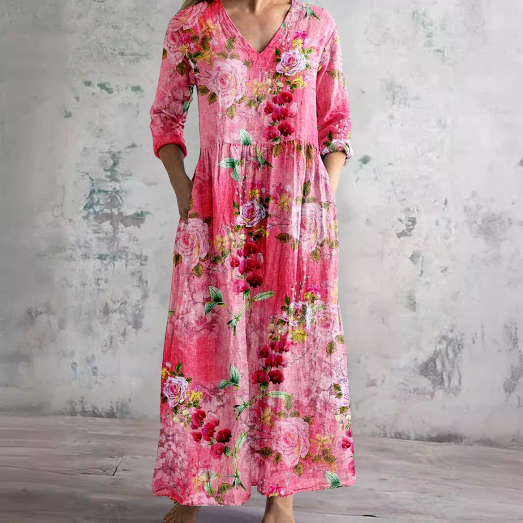 Ivory | Floral Whimsy Boho Maxi Dress