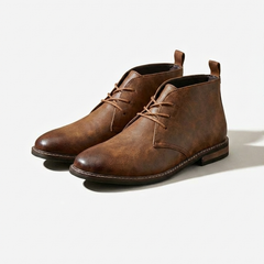 Men’s Leather Welt-Detail Chukka Boots in Dark Brown