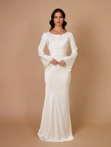 Pharia | Women's Long Sleeve Satin Cowl Neck Maxi Dress