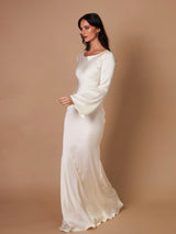 Pharia | Women's Long Sleeve Satin Cowl Neck Maxi Dress