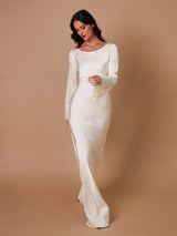 Pharia | Women's Long Sleeve Satin Cowl Neck Maxi Dress