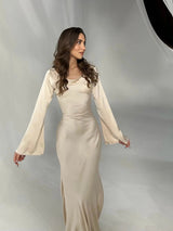 Pharia | Women's Long Sleeve Satin Cowl Neck Maxi Dress