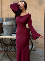 Pharia | Women's Long Sleeve Satin Cowl Neck Maxi Dress
