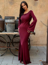 Pharia | Women's Long Sleeve Satin Cowl Neck Maxi Dress