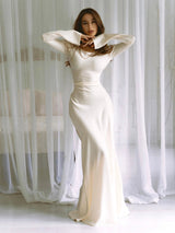Pharia | Women's Long Sleeve Satin Cowl Neck Maxi Dress